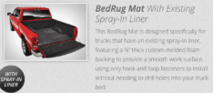 Bed Rug Mat Over Spray-On Liner SALE! $275.00/Installed!