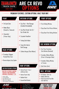 ARE CX Revo Series Fiberglass Truck Cap $3199.00 Installed with free front sliding window until 8/31/26
